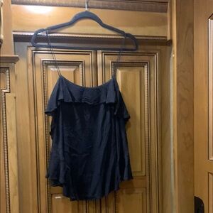 Intimately Free People Black Cascade Ruffle Flutter Spaghetti Strap Tank Top- XS